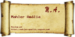 Mahler Amália névjegykártya